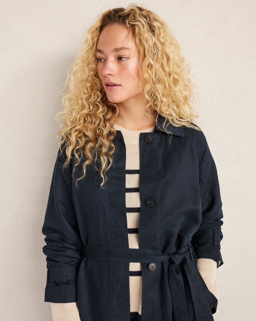 NIGHTFALL LINEN BLEND DOBBY TRENCH COAT | Talbots for sale
