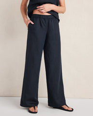 NIGHTFALL|ROPE LINEN BLEND DOBBY WIDE LEG PANTS | Talbots discount
