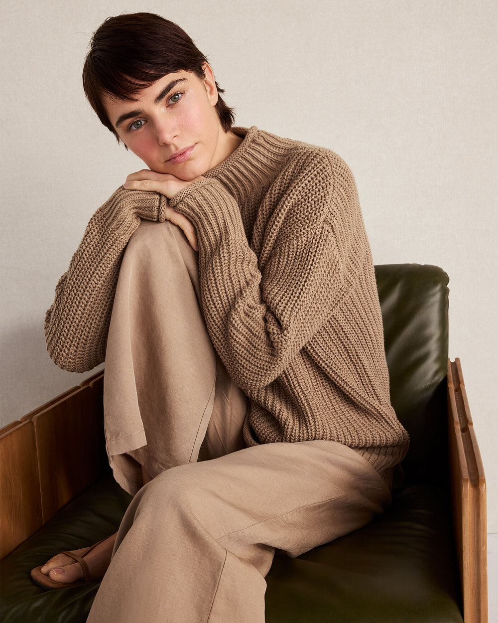 NIGHTFALL|ROPE LINEN BLEND DOBBY WIDE LEG PANTS | Talbots discount