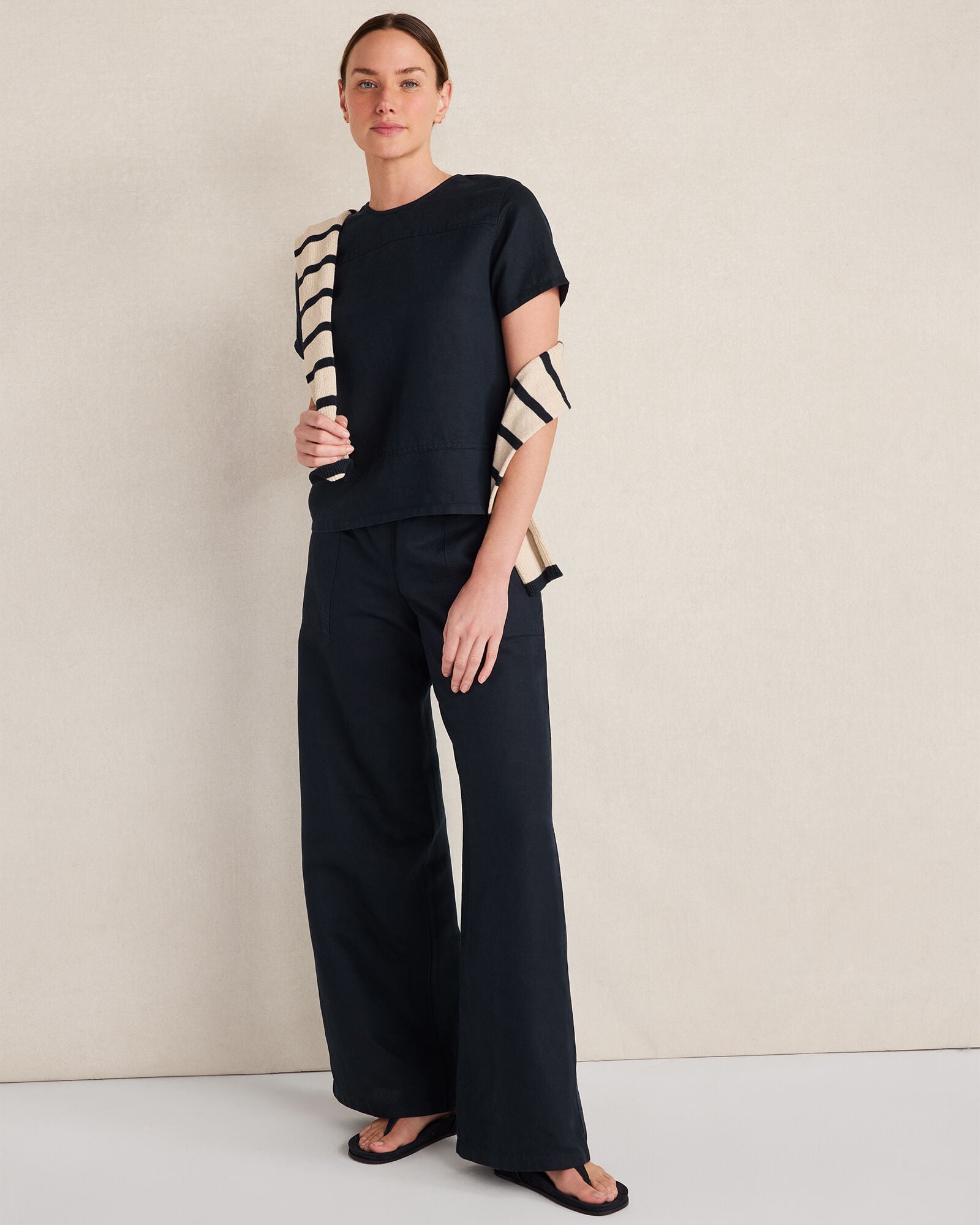 NIGHTFALL|ROPE LINEN BLEND DOBBY WIDE LEG PANTS | Talbots near me