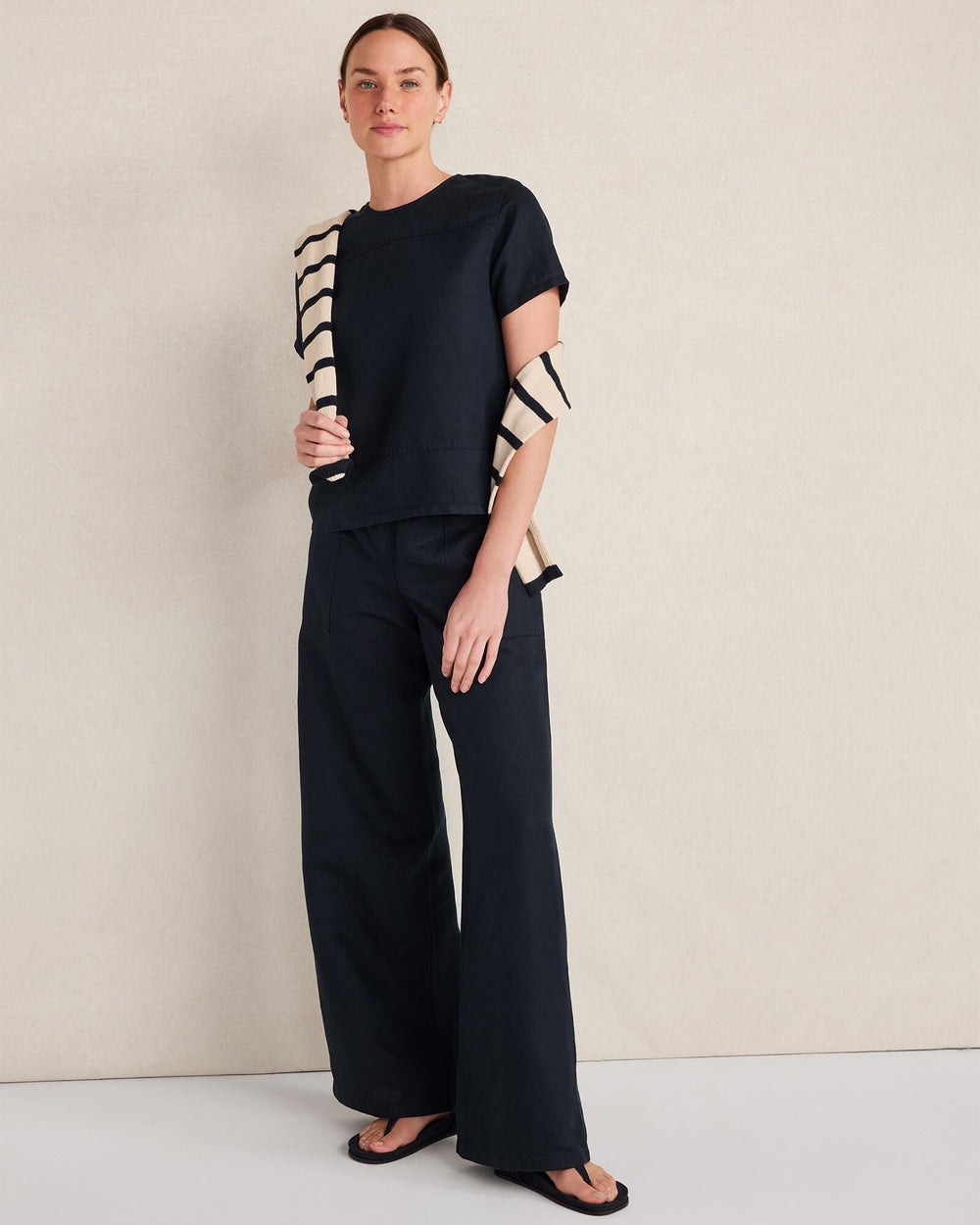 NIGHTFALL|ROPE LINEN BLEND DOBBY WIDE LEG PANTS | Talbots near me