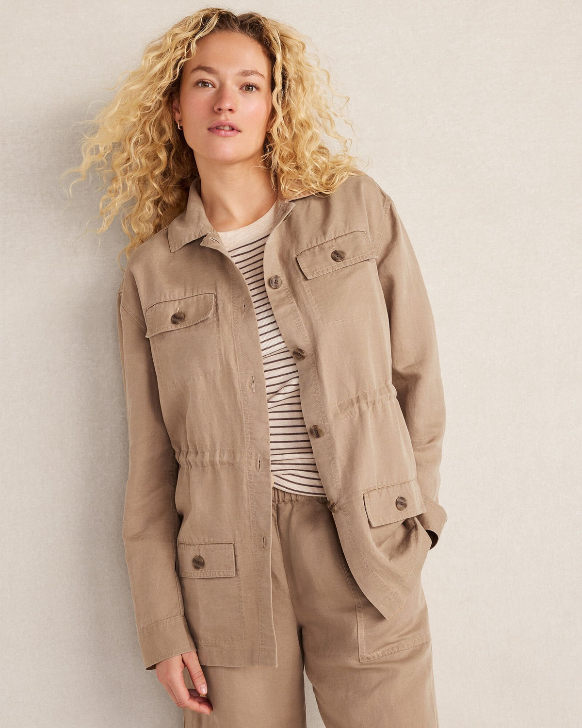 ROPE LINEN BLEND DOBBY JACKET | Talbots for sale