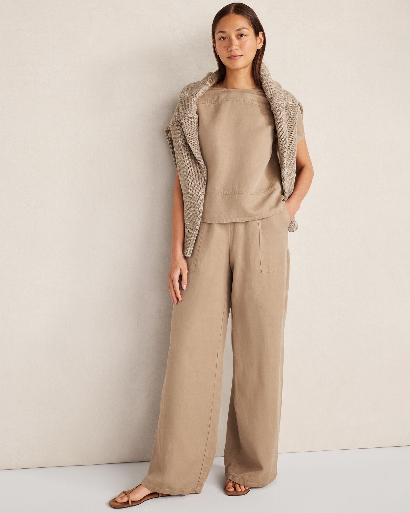 NIGHTFALL|ROPE LINEN BLEND DOBBY SHORT SLEEVE TOP | Talbots discount