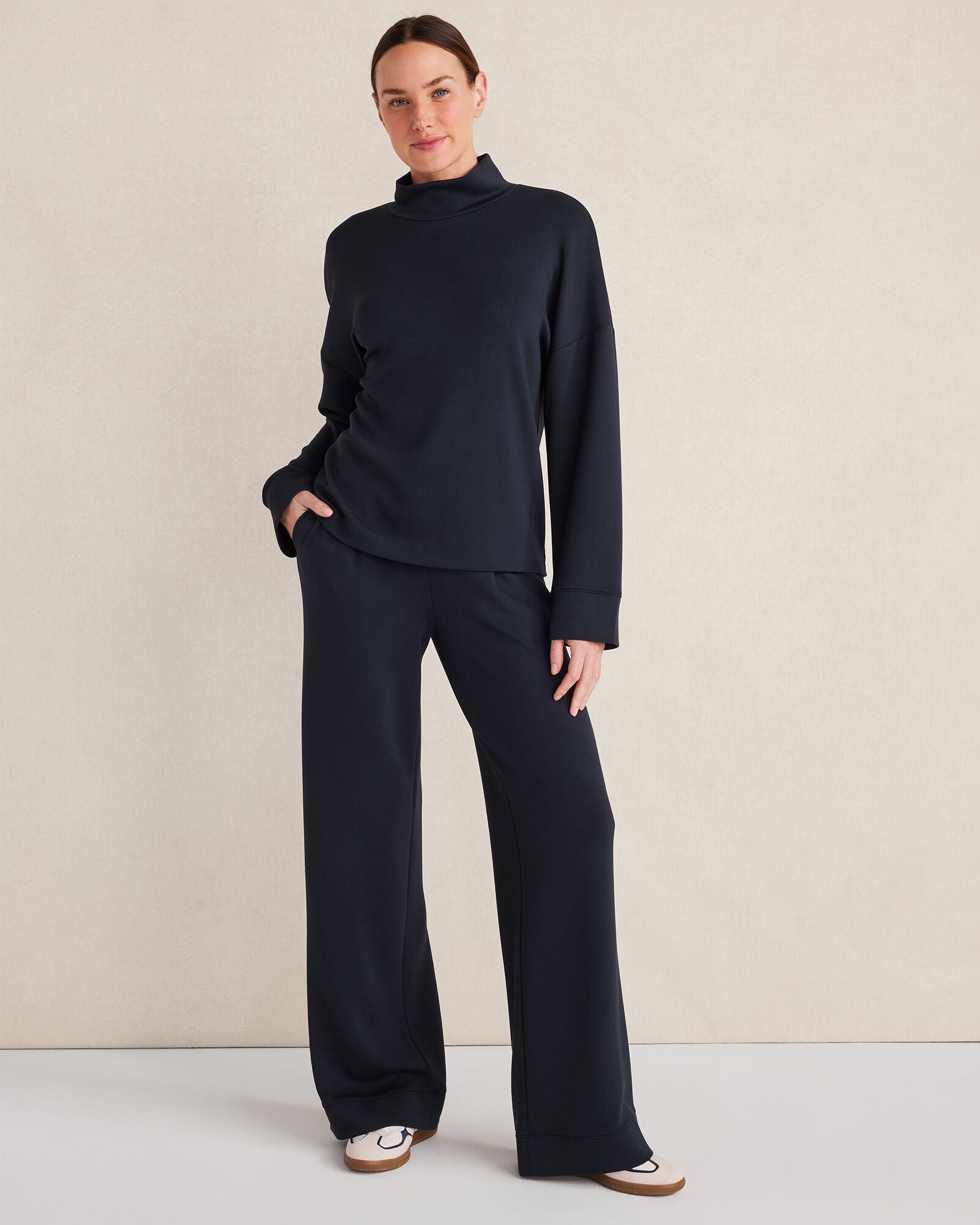 NIGHTFALL SOFT KNIT WIDE LEG PLEATED PANTS | Talbots US
