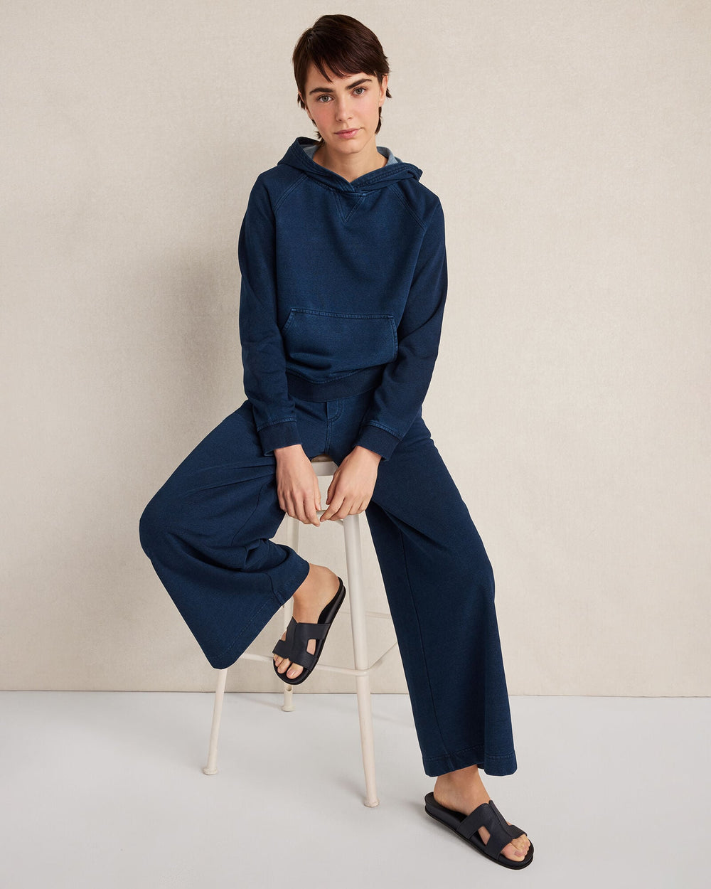 DARK INDIGO WASH INDIGO COTTON TERRY HOODIE | Talbots on sale
