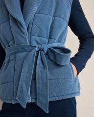 MED INDIGO WASH INDIGO COTTON TERRY QUILTED VEST | Talbots outlet