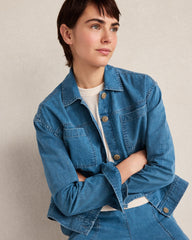 INDIGO WASH ORGANIC COTTON DENIM BOXY JACKET | Talbots discount
