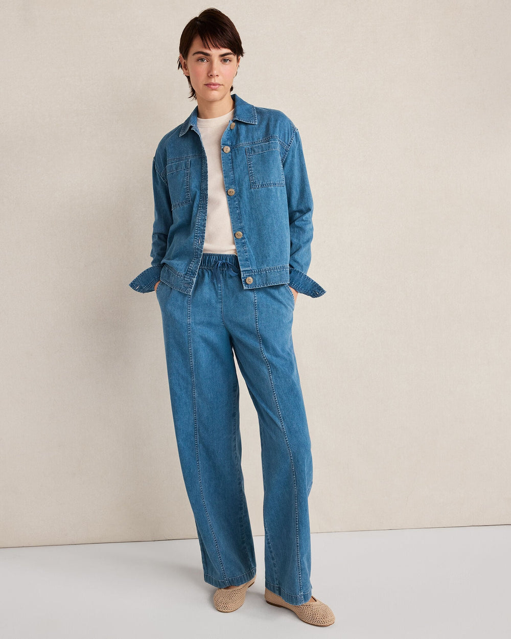 INDIGO WASH ORGANIC COTTON DENIM BOXY JACKET | Talbots discount