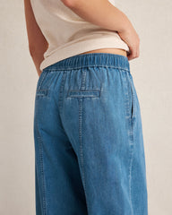 INDIGO WASH ORGANIC COTTON DENIM BARREL LEG PANTS | Talbots online