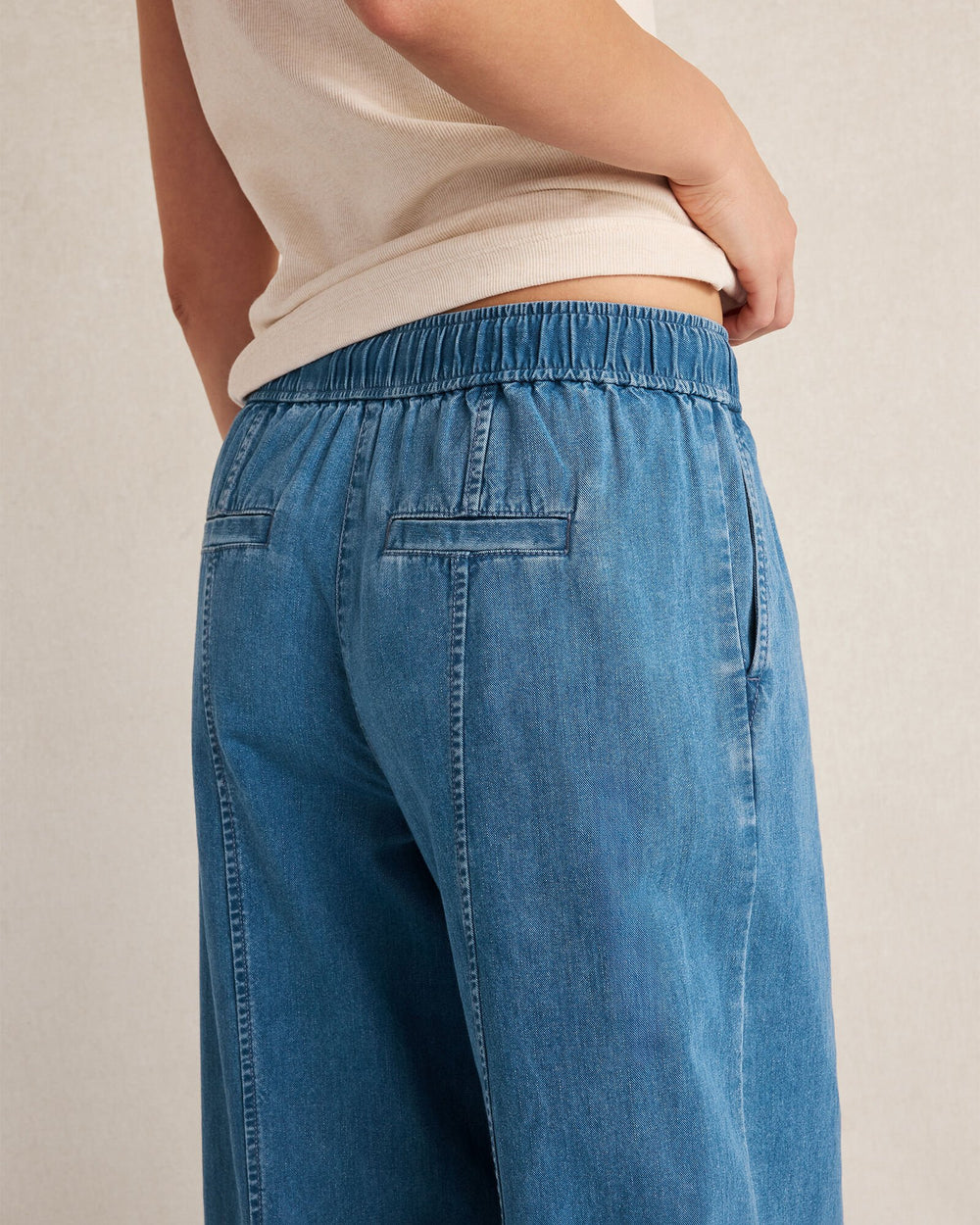 INDIGO WASH ORGANIC COTTON DENIM BARREL LEG PANTS | Talbots sale