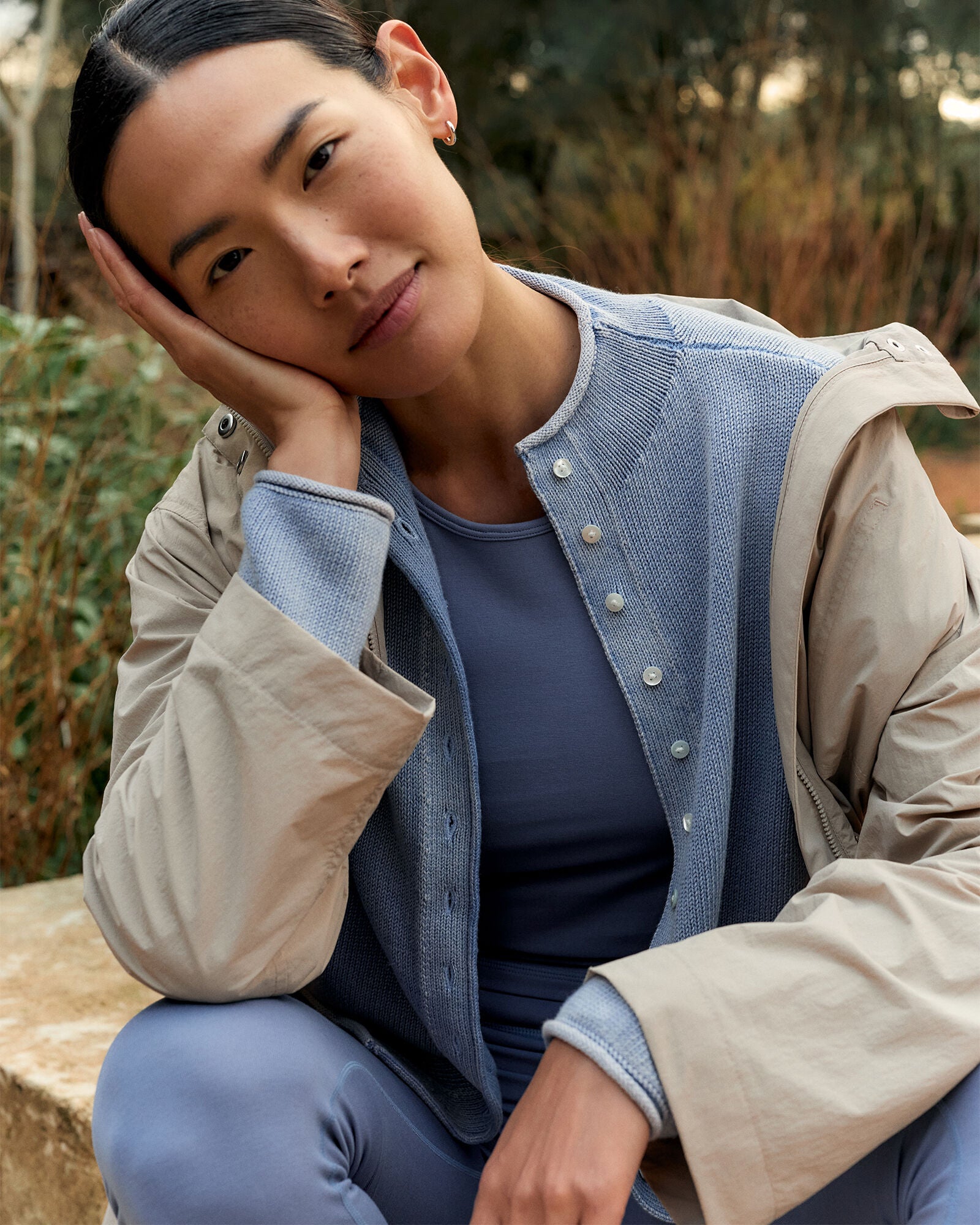GARMENT DYE NIGHTFALL|GARMENT DYE WAVE ORGANIC COTTON ROLL NECK CARDIGAN | Talbots sale