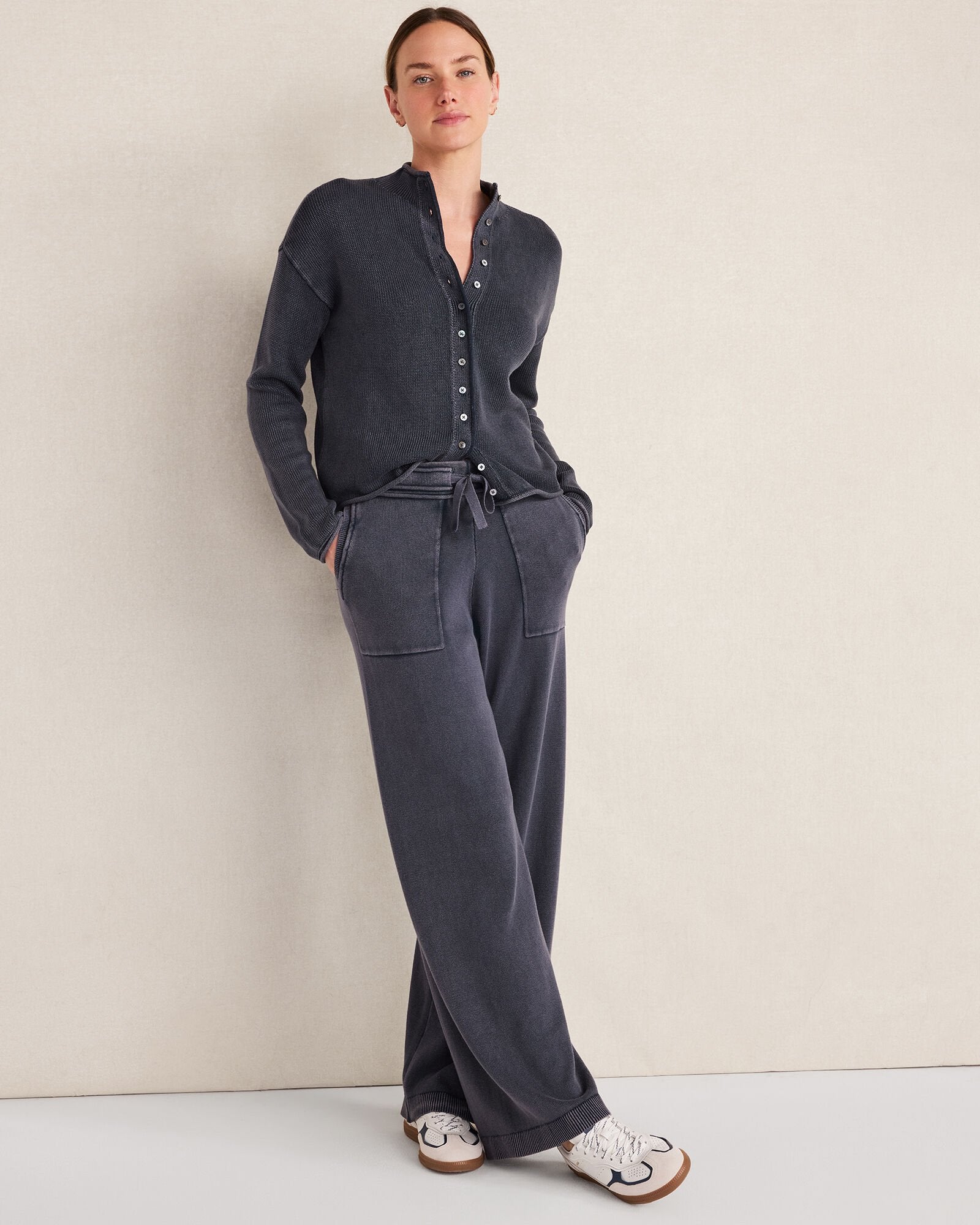 GARMENT DYE NIGHTFALL|GARMENT DYE WAVE ORGANIC COTTON ROLL NECK CARDIGAN | Talbots online