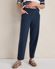 TWILIGHT HTHR ORGANIC COTTON INTERLOCK BARREL LEG PANTS | Talbots on sale