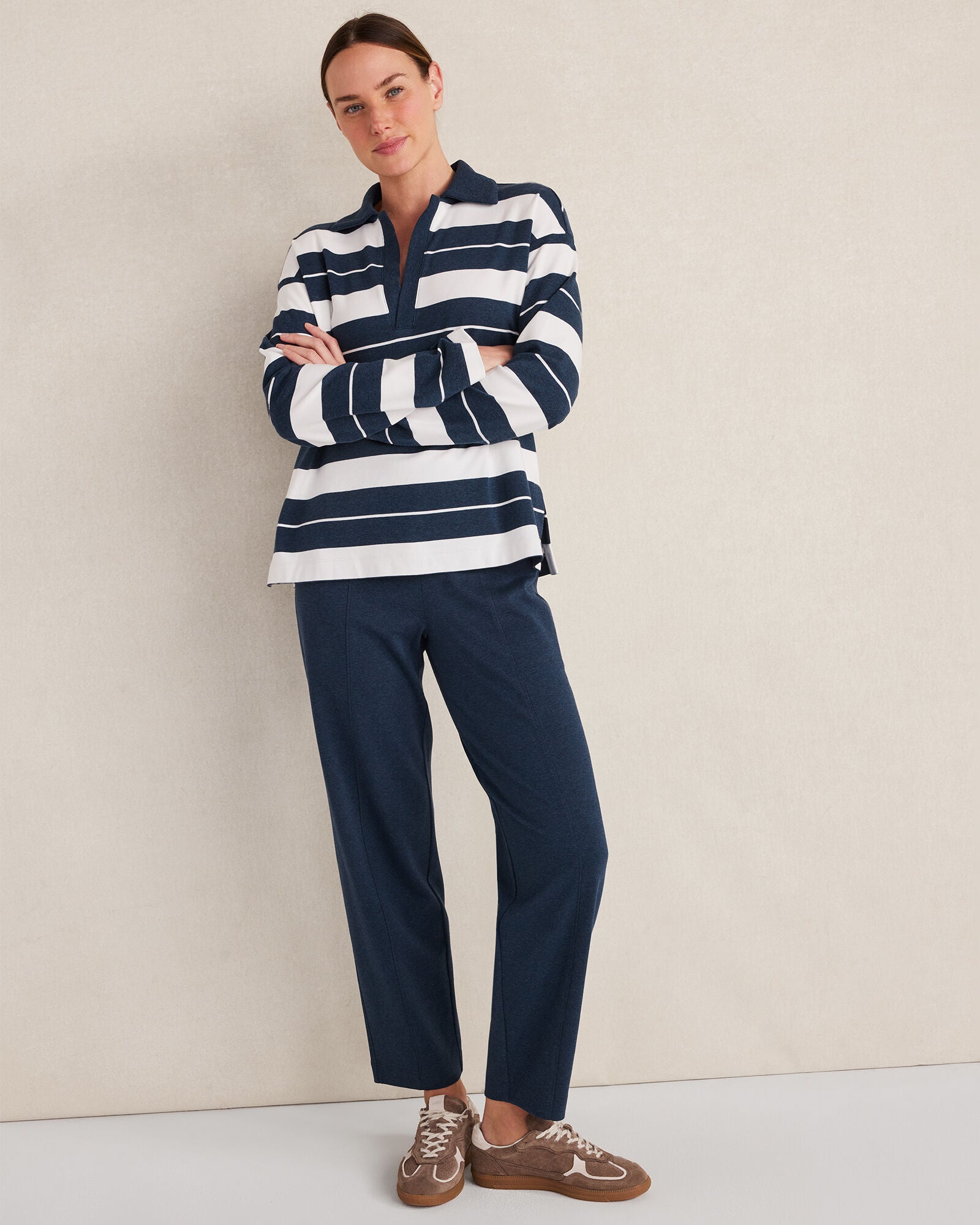 TWILIGHT HTHR ORGANIC COTTON INTERLOCK BARREL LEG PANTS | Talbots on sale