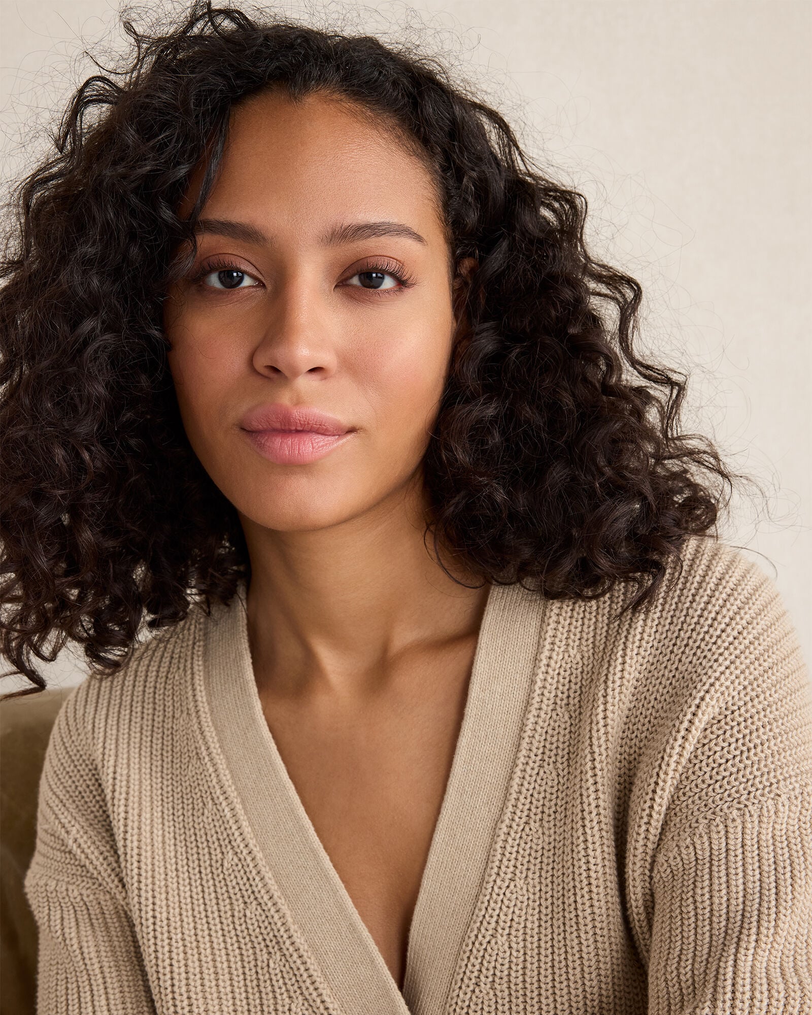 PURE TAUPE HTHR ORGANIC COTTON SHAKER STITCH HEATHERED CARDIGAN | Talbots US