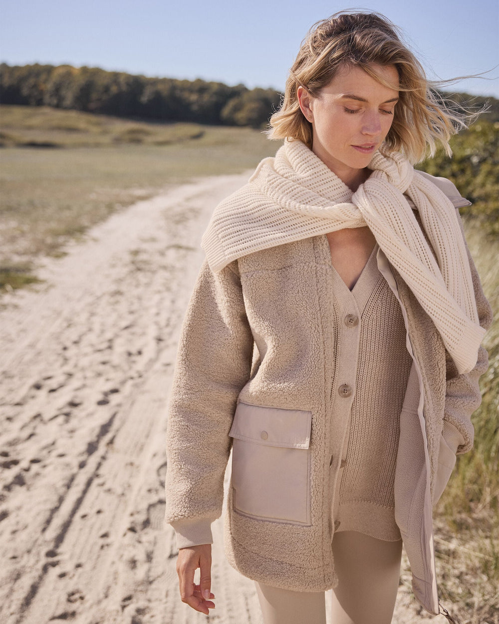 PURE TAUPE HTHR ORGANIC COTTON SHAKER STITCH HEATHERED CARDIGAN | Talbots US