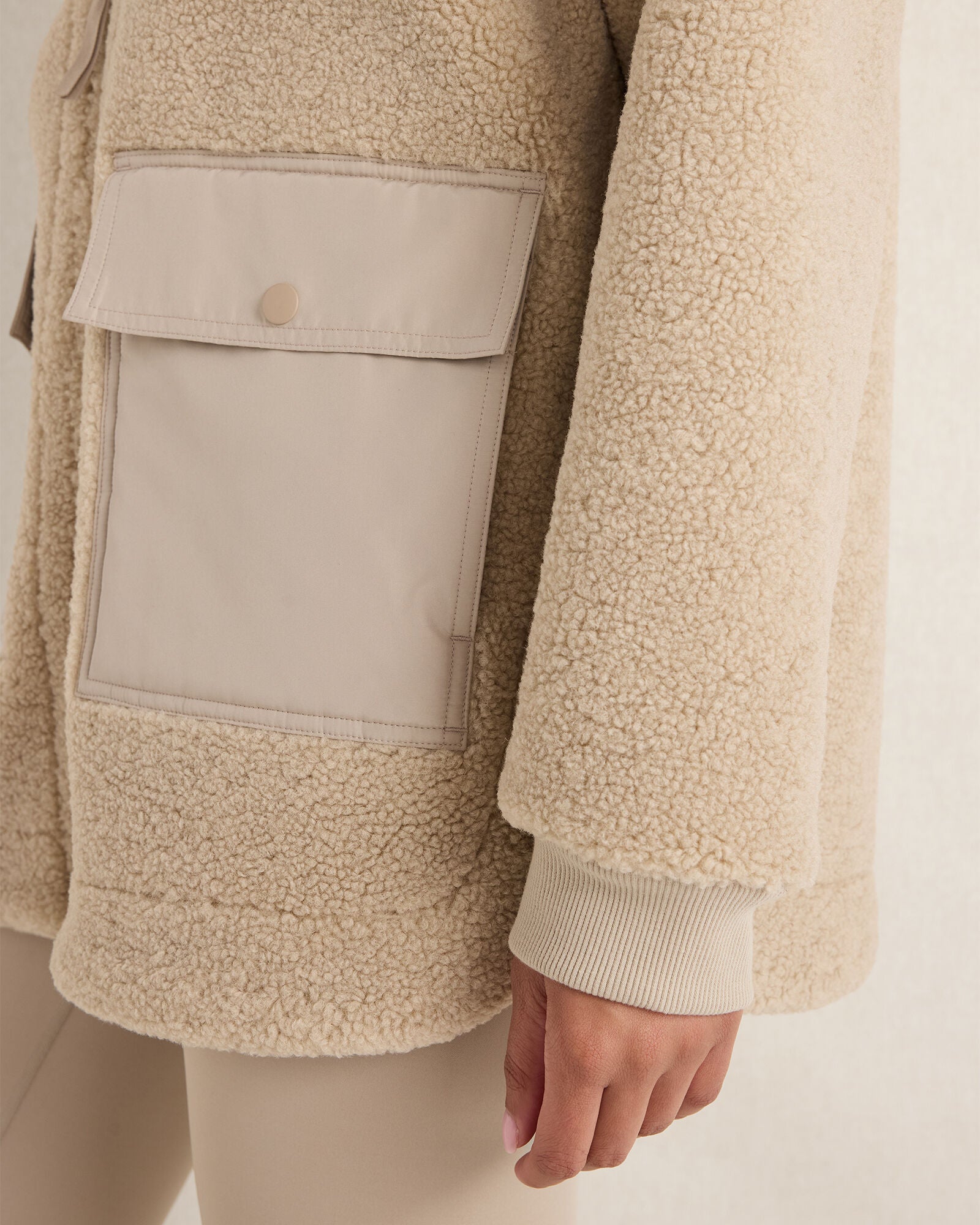 PURE TAUPE SHERPA OVERSIZED JACKET | Talbots discount