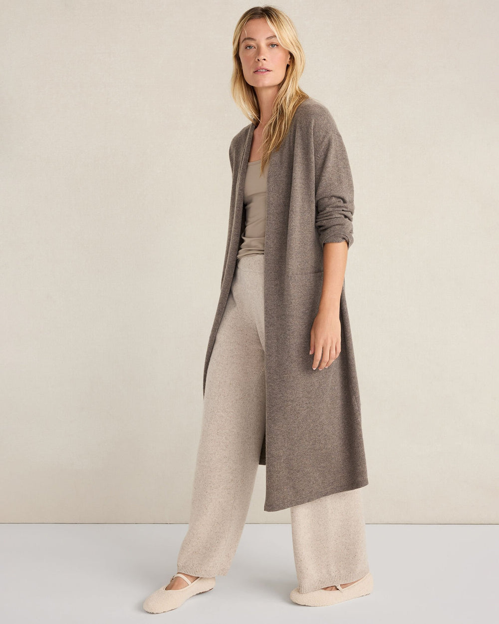SLATE BROWN HTHR CASHMERE BELTED DUSTER | Talbots online