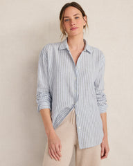 HEDGES STRIPE WAVE MULTI THE DAILY SHIRT IN LINEN STRIPE | Talbots near me