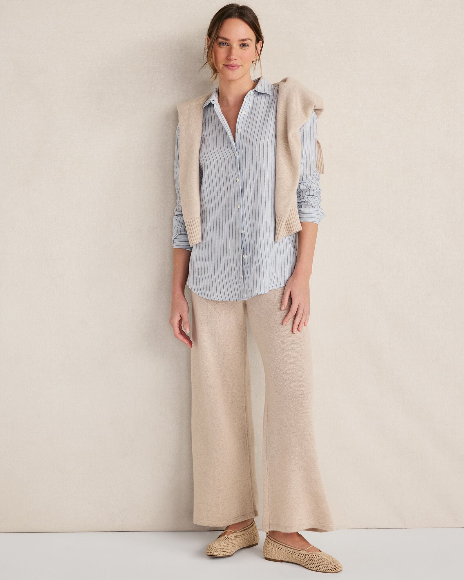 HEDGES STRIPE WAVE MULTI THE DAILY SHIRT IN LINEN STRIPE | Talbots near me