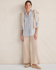 HEDGES STRIPE WAVE MULTI THE DAILY SHIRT IN LINEN STRIPE | Talbots near me