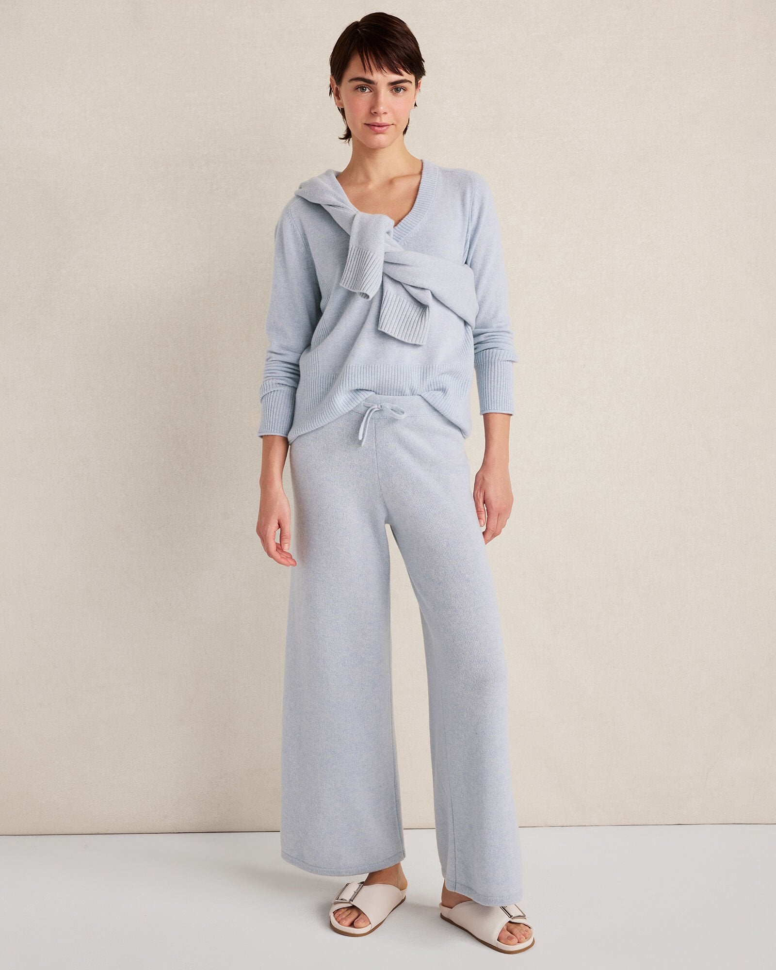 SALT WATER HTHR CASHMERE SADDLE SHOULDER V-NECK SWEATER | Talbots outlet