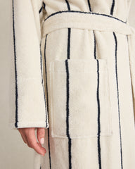 SANDSTONE/NIGHTFALL PLUSH TERRY STRIPED ROBE + TOTE SET | Talbots US