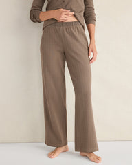 IVORY|SLATE BROWN ORGANIC COTTON POINTELLE PANTS | Talbots outlet