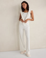 IVORY|SLATE BROWN ORGANIC COTTON POINTELLE PANTS | Talbots on sale