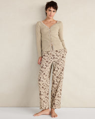 PURE TAUPE MULTI ORGANIC COTTON POPLIN SCATTERED FLORAL PAJAMA PANTS | Talbots on sale