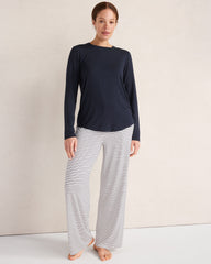 WHITE/NIGHTFALL CALM & COOL STRIPE PAJAMA PANTS | Talbots for sale