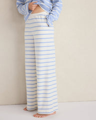 IVORY/WAVE|IVORY/WILLOW BARK BRUSHED COTTON INTERLOCK STRIPE PANTS | Talbots sale