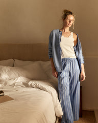 PINSTRIPE LAKE MULTI ORGANIC COTTON POPLIN PINSTRIPE PAJAMA PANTS | Talbots US