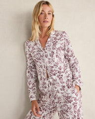 IVORY/RED WINE ORGANIC COTTON JERSEY BLUSHING BLOOMS PAJAMA SHIRT | Talbots near me