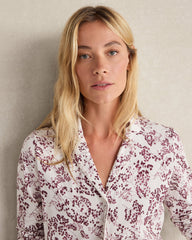 IVORY/RED WINE ORGANIC COTTON JERSEY BLUSHING BLOOMS PAJAMA SHIRT | Talbots near me