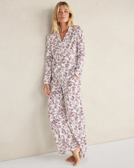 IVORY/RED WINE ORGANIC COTTON JERSEY BLUSHING BLOOMS PAJAMA SHIRT | Talbots near me