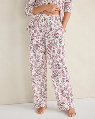 IVORY/RED WINE ORGANIC COTTON JERSEY BLUSHING BLOOMS PAJAMA PANTS | Talbots near me