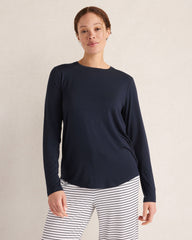 NIGHTFALL|PURE TAUPE HTHR CALM & COOL LONG SLEEVE PAJAMA TOP | Talbots for sale