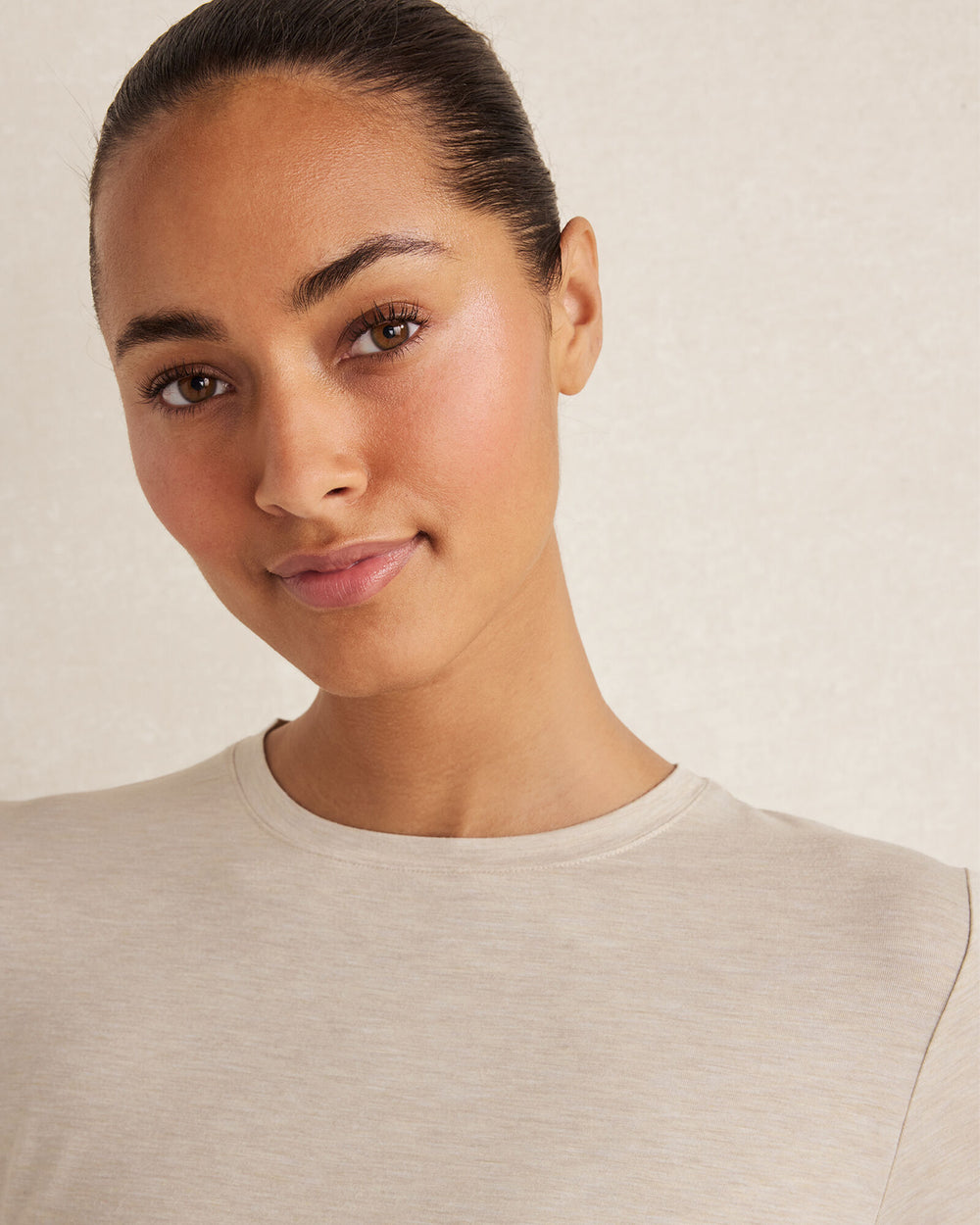 NIGHTFALL|PURE TAUPE HTHR CALM & COOL LONG SLEEVE PAJAMA TOP | Talbots US