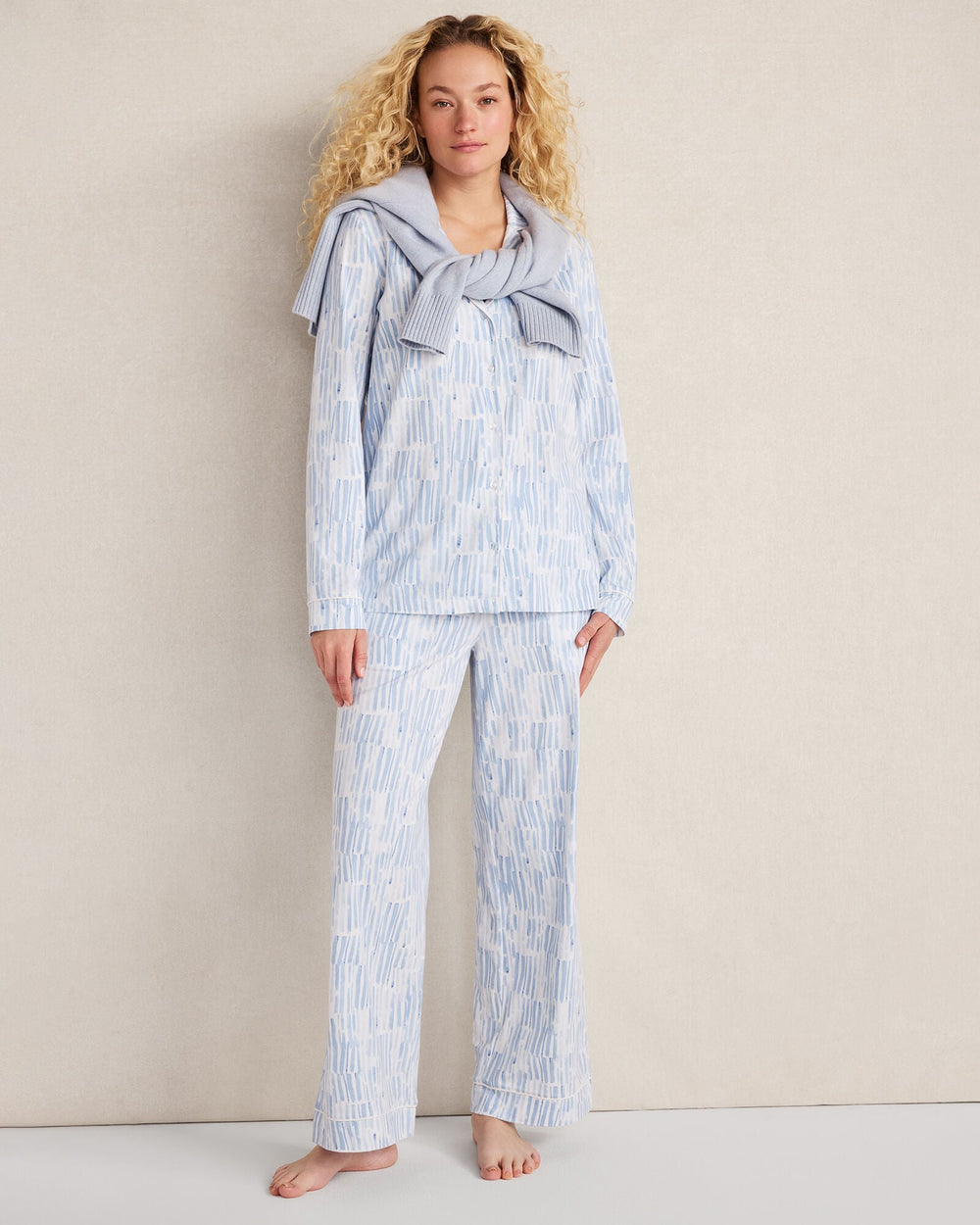 WATERCOLOR WAVE MULTI ORGANIC COTTON JERSEY WATERCOLOR WAVE PAJAMA PANTS | Talbots for sale