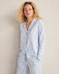 WATERCOLOR WAVE MULTI ORGANIC COTTON JERSEY WATERCOLOR WAVE PAJAMA TOP | Talbots discount